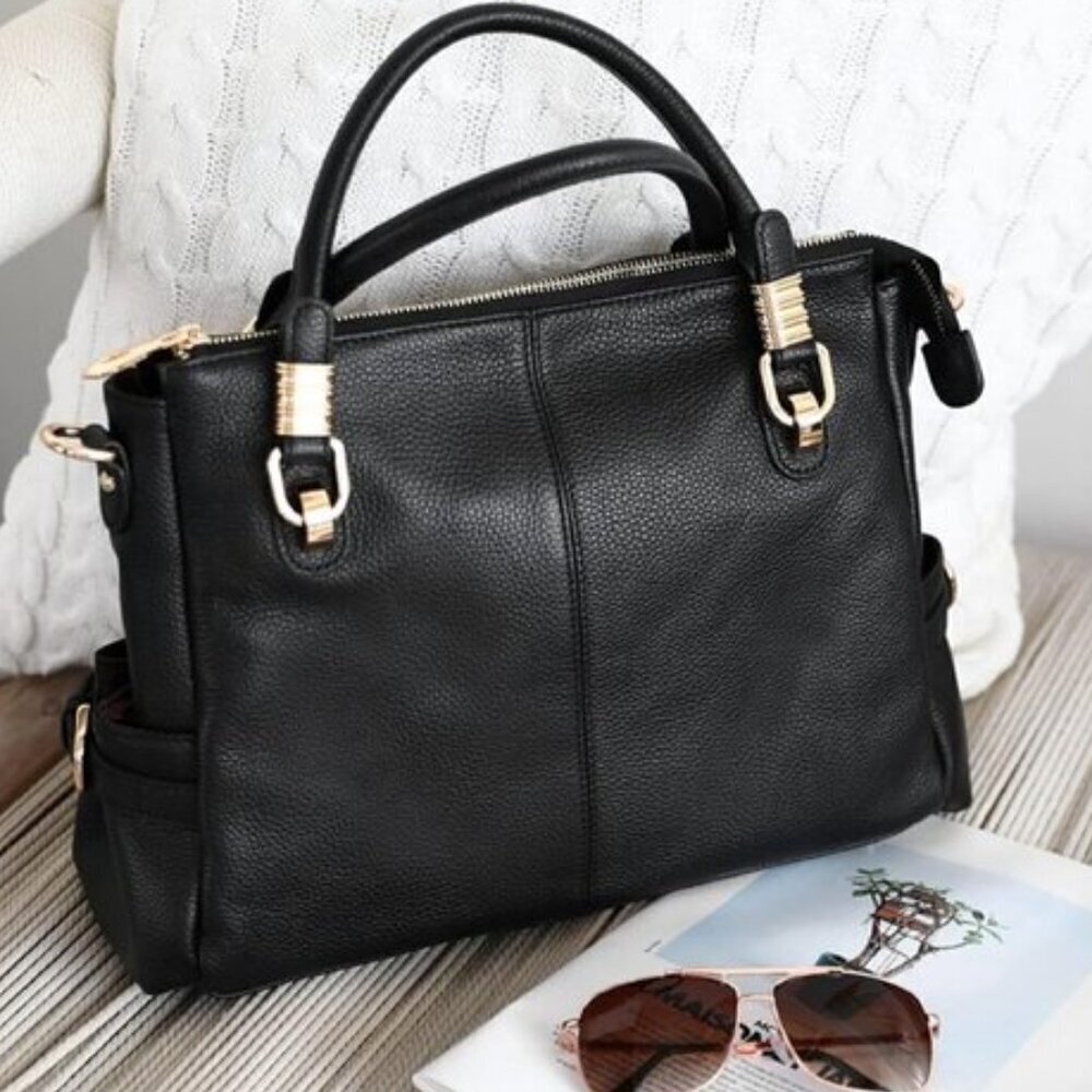 🆕Women Dark Blue Genuine Leather Purses and Handbags Satchel Tote Shoulder Bag